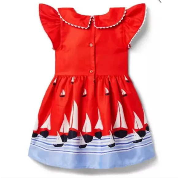 Janie and Jack Red Nautical Sailboat Dress Size 4 - Picture 2 of 11